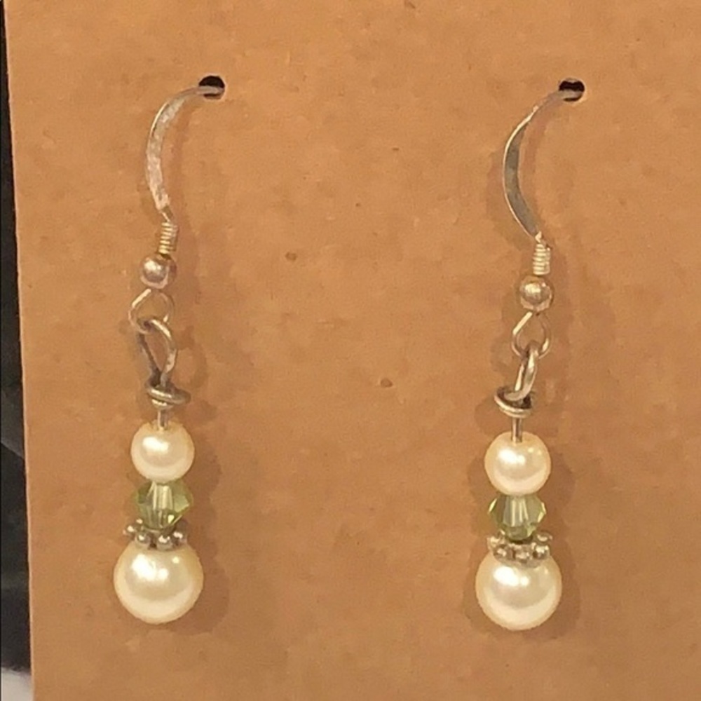 Sterling silver glass crystal pearl drop dangle